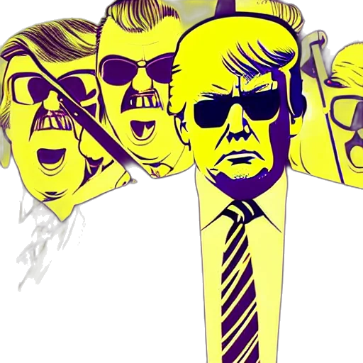 comic book art, cartoon, concept art, portrait, donald, trump, sunglasses, stars transparent PNG cut-out