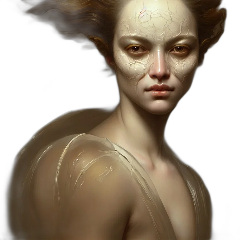 face, mask, creature, crown, fantasy art, concept art, photorealistic, oil painting transparent PNG cut-out