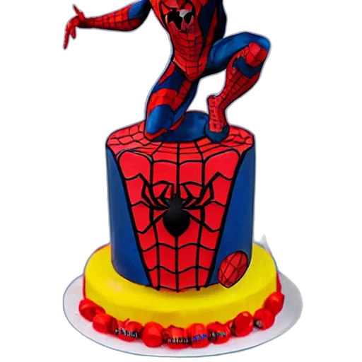 3d render, chinese, knockoff, spider, man, birthday, cake transparent PNG cut-out