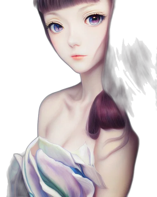 dress, face, fantasy art, photorealistic transparent PNG cut-out