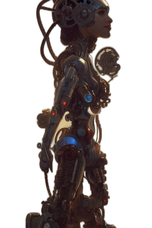 robot, staff, weapon, sword, concept art, cyberpunk, 3d render, fantasy art transparent PNG cut-out