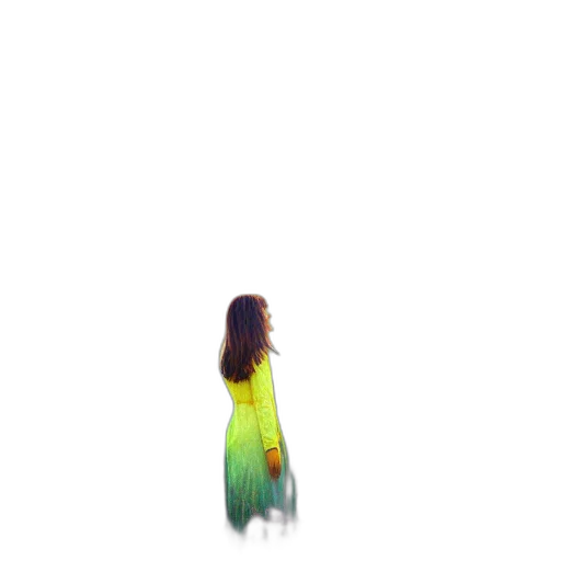 dress, jacket, hair, creature, pixel art, concept art, 3d render, watercolor transparent PNG cut-out