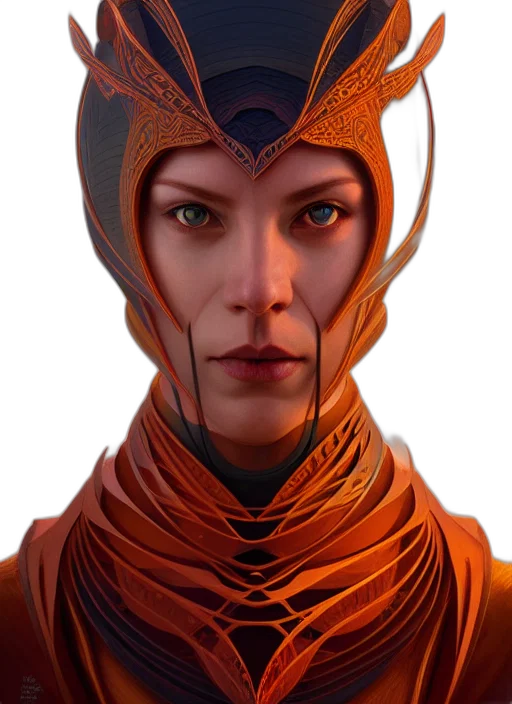 face, mask, robot, staff, concept art, fantasy art, photorealistic, comic book art transparent PNG cut-out