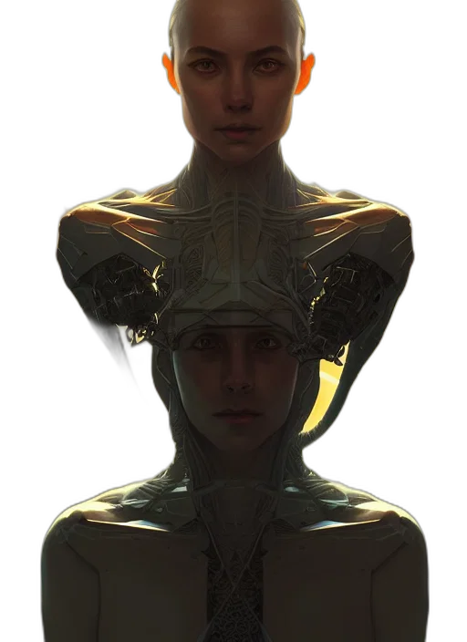 robot, face, mask, crown, concept art, cyberpunk, 3d render, photorealistic transparent PNG cut-out