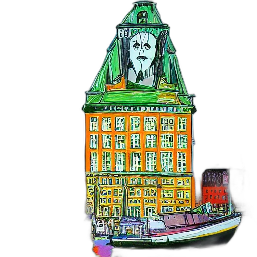 concept art, photorealistic, cartoon, city street, hamburg, gemalt, von, udo transparent PNG cut-out