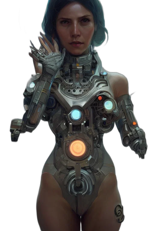 robot, weapon, face, dress, concept art, cyberpunk, comic book art, fantasy art transparent PNG cut-out
