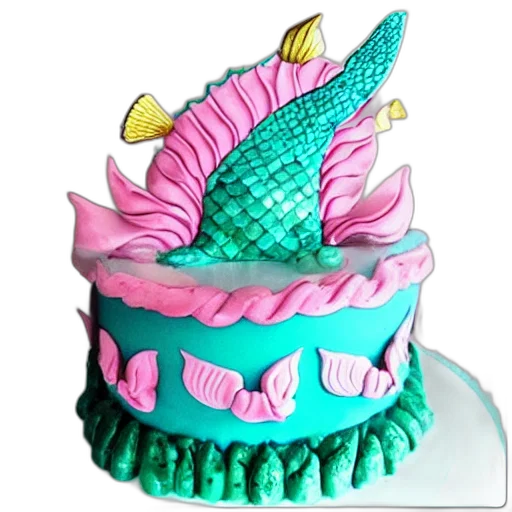 hat, dragon, 3d render, photorealistic, vaporwave, pastel, mermaid, cake transparent PNG cut-out