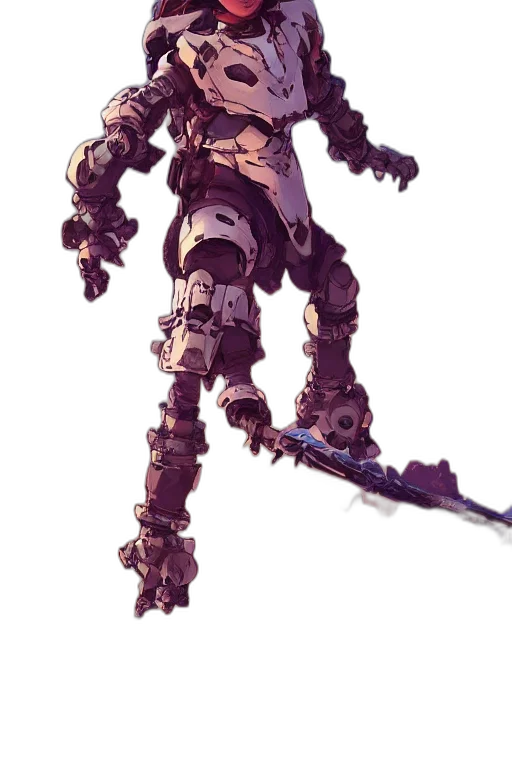 robot, weapon, staff, sword, concept art, fantasy art, pixel art, cyberpunk transparent PNG cut-out