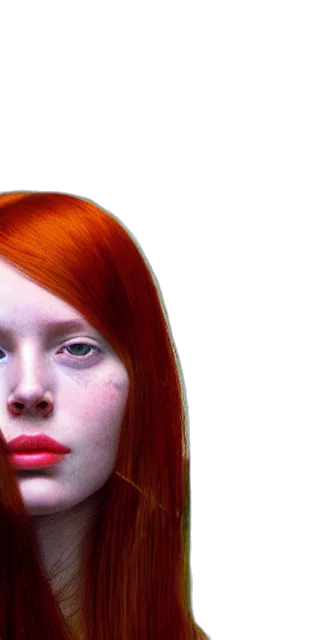 face, hair, mask, creature, photorealistic, 3d render, fantasy art, vaporwave transparent PNG cut-out
