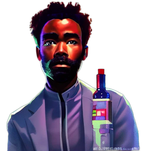 bottle, jacket, face, staff transparent PNG cut-out