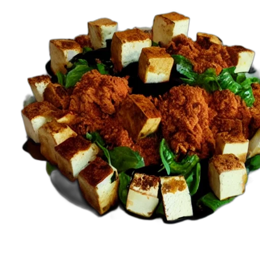 food, 3d render, explosion, tofu transparent PNG cut-out