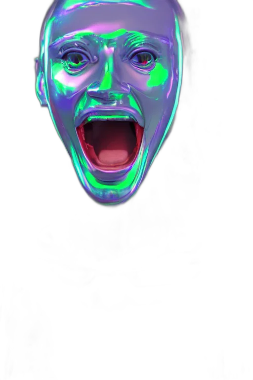 mask, face, creature, robot, 3d render, vaporwave, concept art, photorealistic transparent PNG cut-out