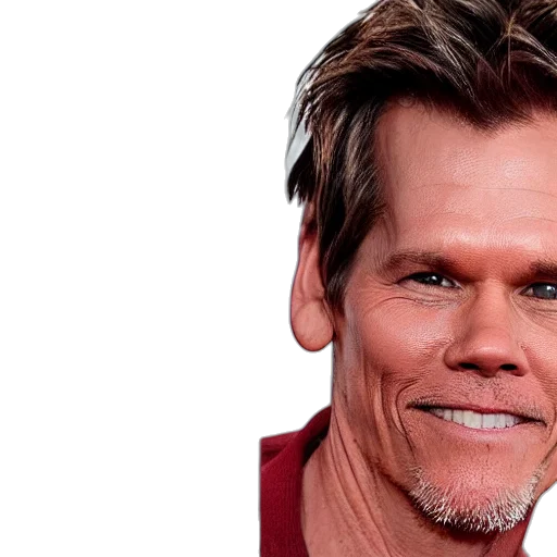 face, hair, photorealistic, 3d render, kevin, bacon, wrapped, inside transparent PNG cut-out