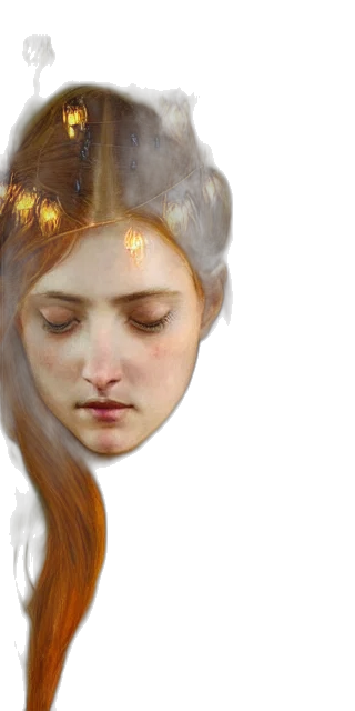 face, hair, crown, mask, photorealistic, fantasy art, concept art, oil painting transparent PNG cut-out