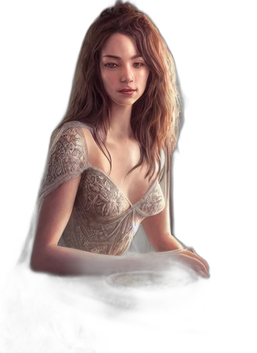 dress, jewelry, face, crown transparent PNG cut-out