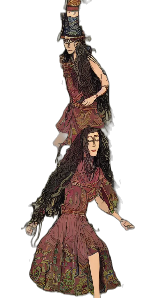 dress, staff, hair, fantasy art transparent PNG cut-out