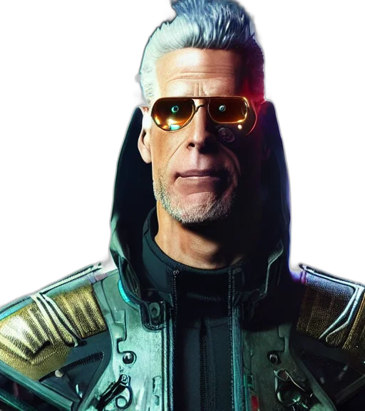 jacket, face, robot, mask, cyberpunk, concept art, 3d render, photorealistic transparent PNG cut-out