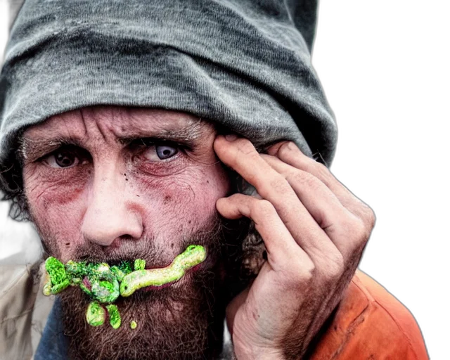 face, food, photorealistic, mouth, full, bacteria, cursed, image transparent PNG cut-out