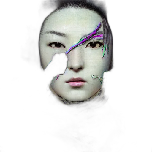face, mask, robot, creature, photorealistic, 3d render, vaporwave, cyberpunk transparent PNG cut-out