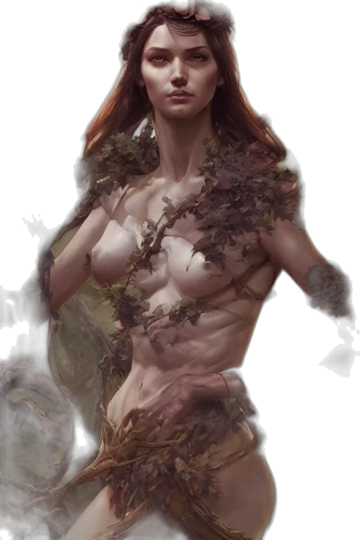 creature, dress, fantasy art, concept art, comic book art, photorealistic, forest, fog transparent PNG cut-out