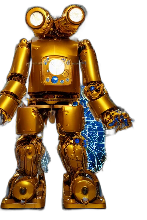 robot, concept art, 3d render, golden, portrait, photo, giant, huge transparent PNG cut-out