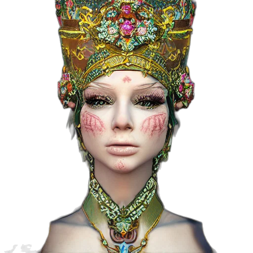 crown, jewelry, mask, face, fantasy art, concept art, photorealistic, 3d render transparent PNG cut-out