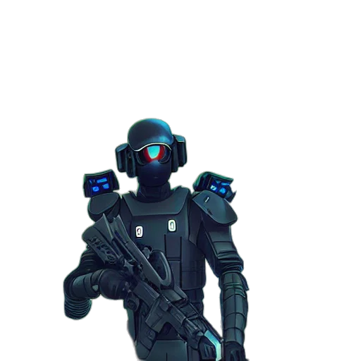 robot, staff, weapon, jacket transparent PNG cut-out