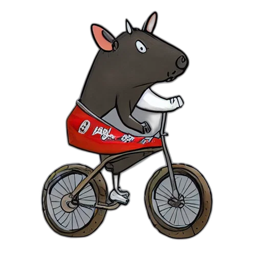 animal, cartoon, concept art, bike transparent PNG cut-out