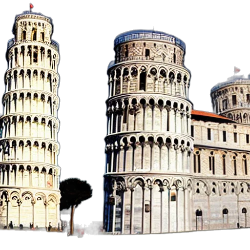 building, 3d render, photorealistic, concept art, pixel art, torre, pisa transparent PNG cut-out