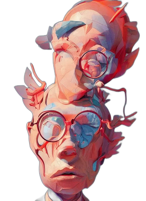 face, mask, creature, robot, concept art, watercolor, comic book art, cyberpunk transparent PNG cut-out