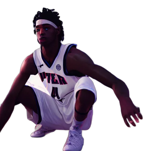 3d render, concept art, pixel art, skinny, white, rapper, basketball, player transparent PNG cut-out
