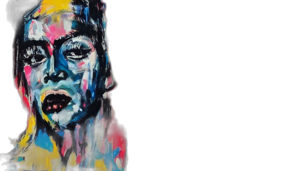 face, watercolor, photorealistic, oil painting, blue, madonna, original, artwork transparent PNG cut-out