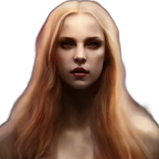 hair, face, fantasy art, concept art, photorealistic, comic book art, red, golden transparent PNG cut-out