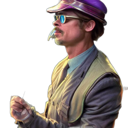 hat, staff, jacket, face transparent PNG cut-out