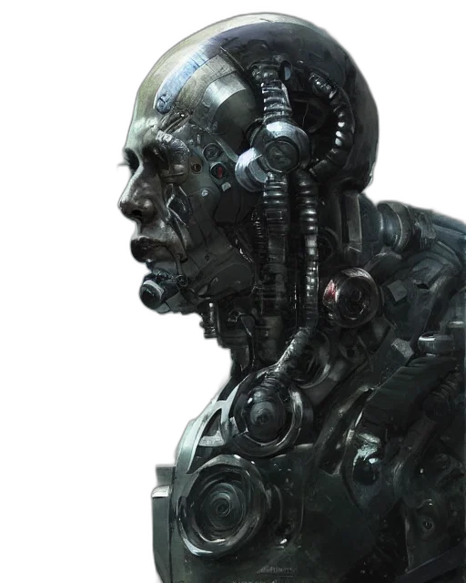 robot, face, mask, creature, cyberpunk, concept art, 3d render, photorealistic transparent PNG cut-out