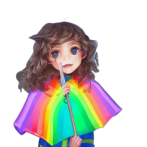 dress, staff, umbrella, jacket, pixel art, fantasy art, concept art, watercolor transparent PNG cut-out