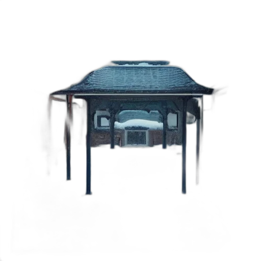 furniture, umbrella, building, robot, 3d render, concept art, photorealistic, blue transparent PNG cut-out