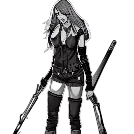 weapon, staff, concept art, comic book art, fantasy art, cyberpunk, monochrome, dark transparent PNG cut-out
