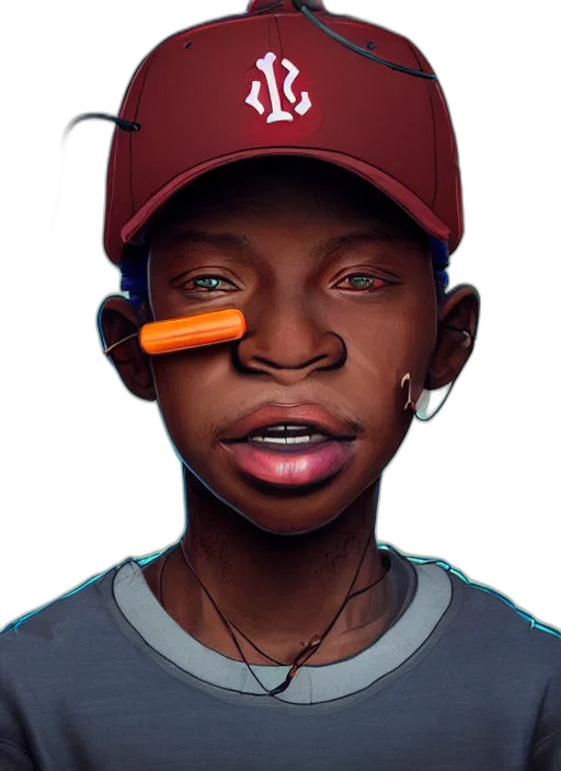 face, mask, hat, creature, photorealistic, concept art, cartoon, 3d render transparent PNG cut-out