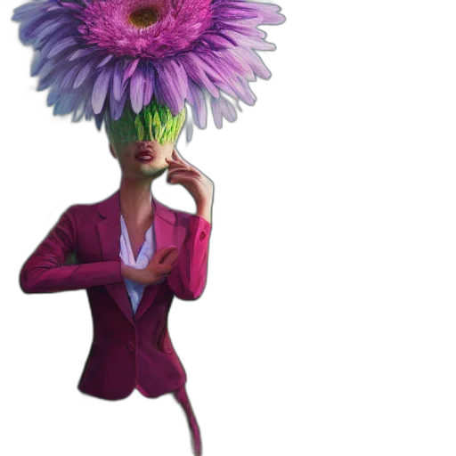 flower, hat, jacket, umbrella, concept art, 3d render, vaporwave, fantasy art transparent PNG cut-out