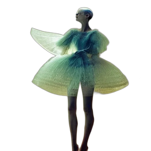 dress, flower, creature, umbrella, concept art, 3d render, fantasy art, photorealistic transparent PNG cut-out