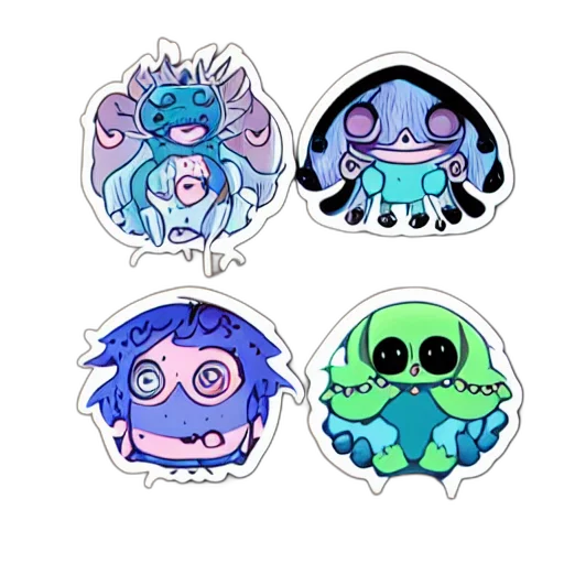 concept art, pixel art, neon, pastel, blue, cute, funny, otherworldly transparent PNG cut-out