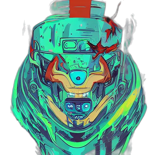 robot, mask, face, creature, concept art, cyberpunk, pixel art, fantasy art transparent PNG cut-out