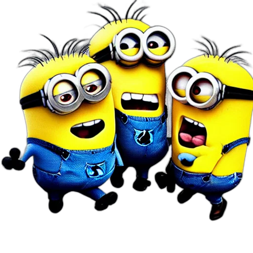 cartoon, 3d render, minions, burning, hell transparent PNG cut-out