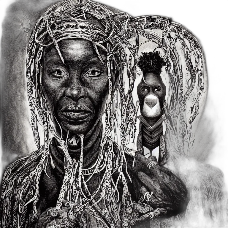 face, weapon, staff, hair, photorealistic, pencil sketch, comic book art, concept art transparent PNG cut-out