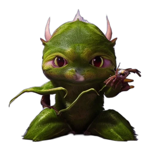 dragon, creature, staff, animal, concept art, fantasy art, 3d render, photorealistic transparent PNG cut-out
