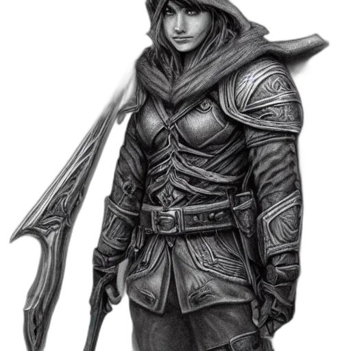 sword, staff, jacket, weapon, fantasy art, concept art, pencil sketch, comic book art transparent PNG cut-out