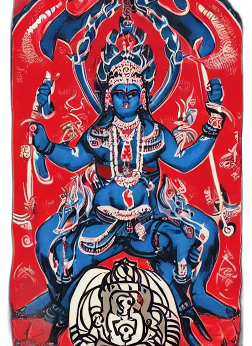 concept art, blue, kali, durga, soviet, union, style transparent PNG cut-out