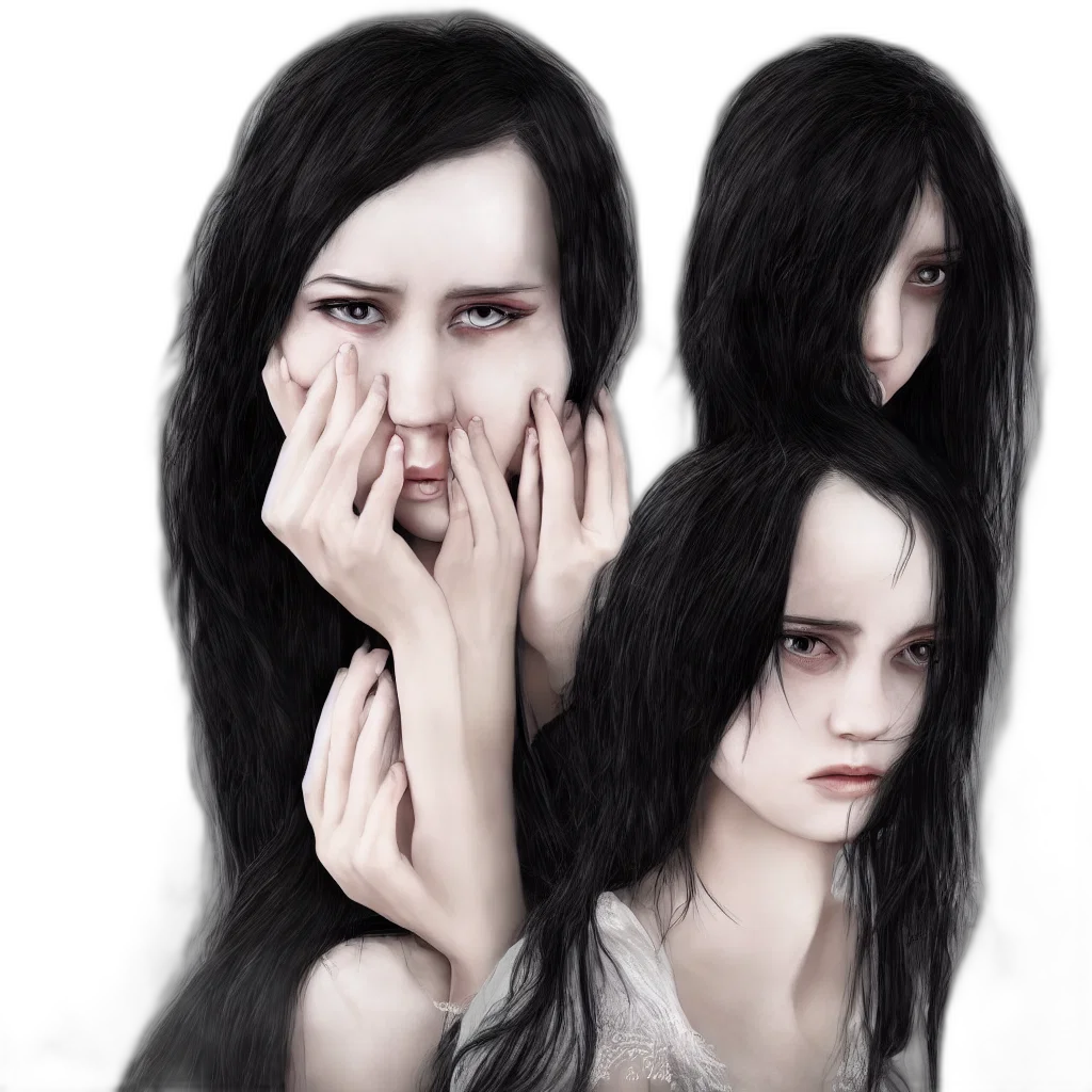 hair, face, mask, photorealistic transparent PNG cut-out