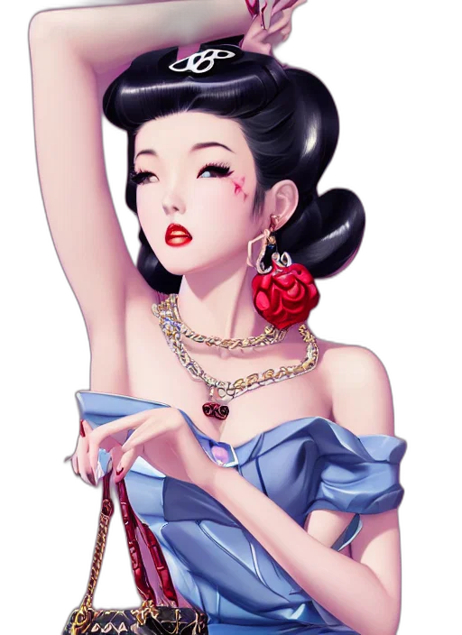 jewelry, dress, fantasy art, cartoon, concept art, photorealistic, red, blue transparent PNG cut-out